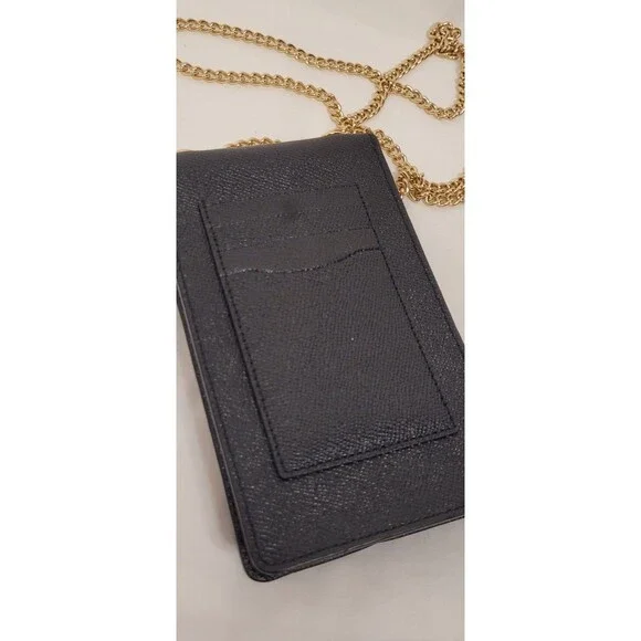 NEW Coach Signature BLACK LEATHER North South Phone Crossbody NWT MSRP-$195